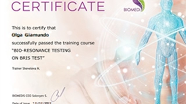 Olga Giamundo: BRIS training certificate, 2022